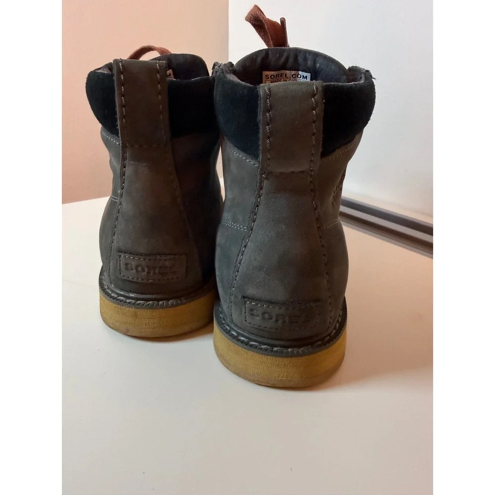 Sorel Madson Moc Toe Boots Mens 10.5 Grey Waterproof Leather NM2788-028 Gum Sole